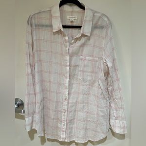 Treasure & Bond White button down with pink and gold detail size XXL